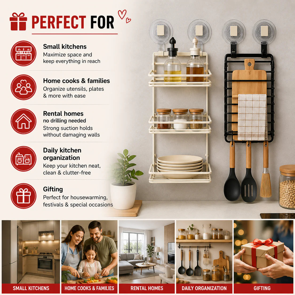 Wall-Mounted Multifunctional Kitchen Organiser Rack