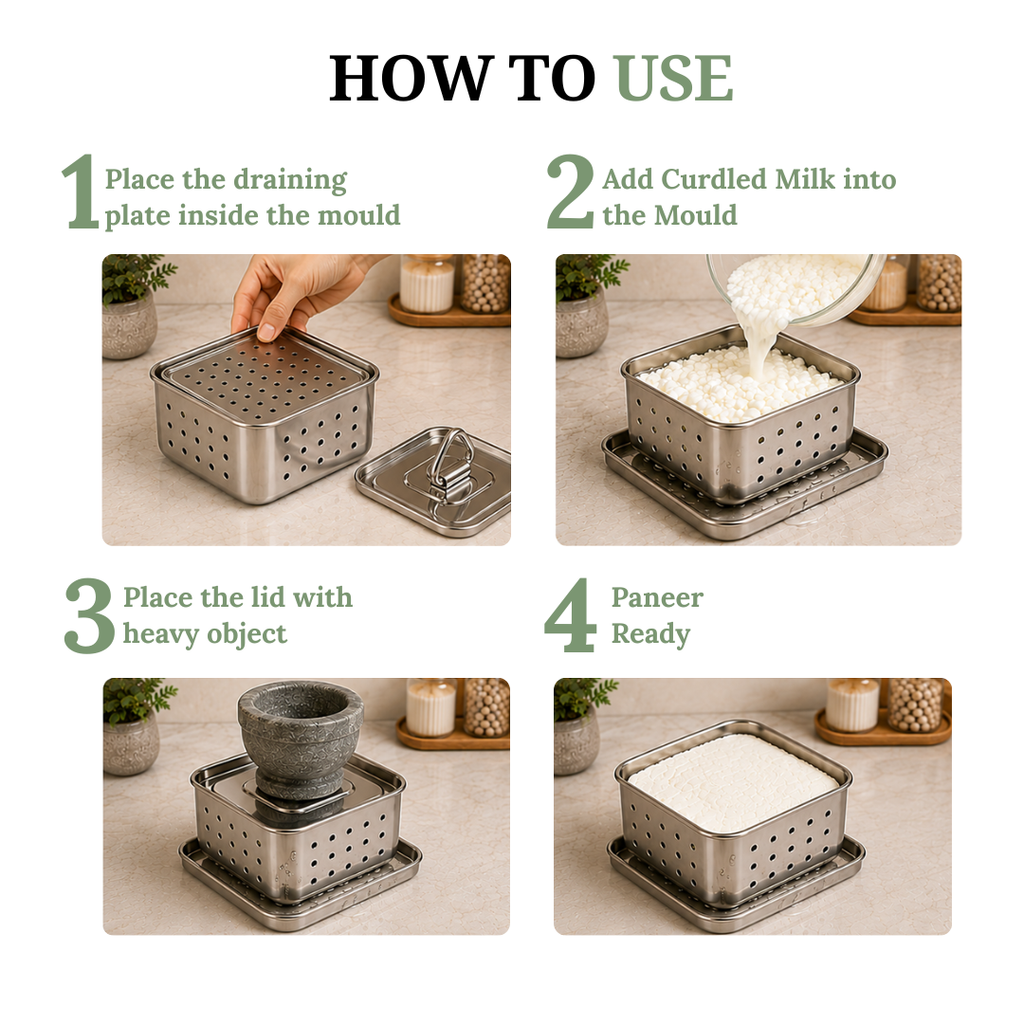 Stainless Steel Paneer Maker Mould with Press Lid | 450ml