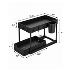 Multi-Purpose 2 Tier Under Sink Organizer with Hooks and Sliding Drawer