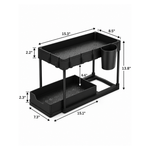 Load image into Gallery viewer, Multi-Purpose 2 Tier Under Sink Organizer with Hooks and Sliding Drawer
