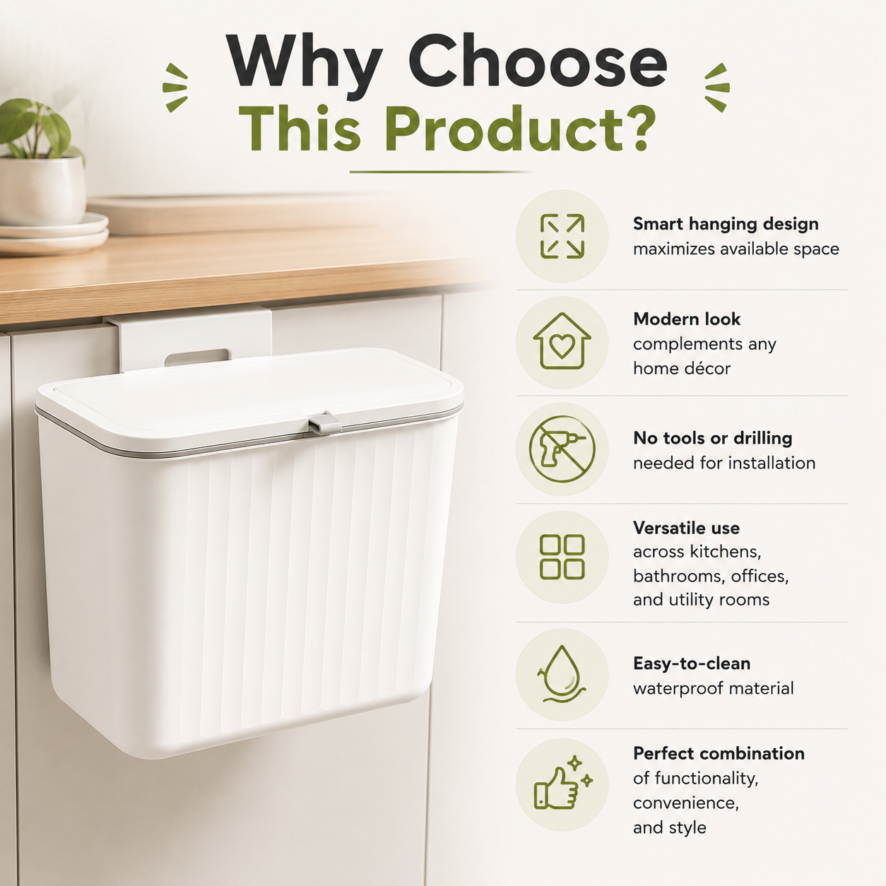 Wall Mounted Hanging Trash Can