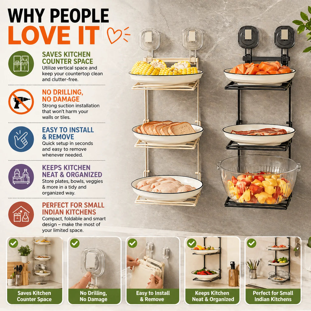Wall-Mounted Multifunctional Kitchen Organiser Rack