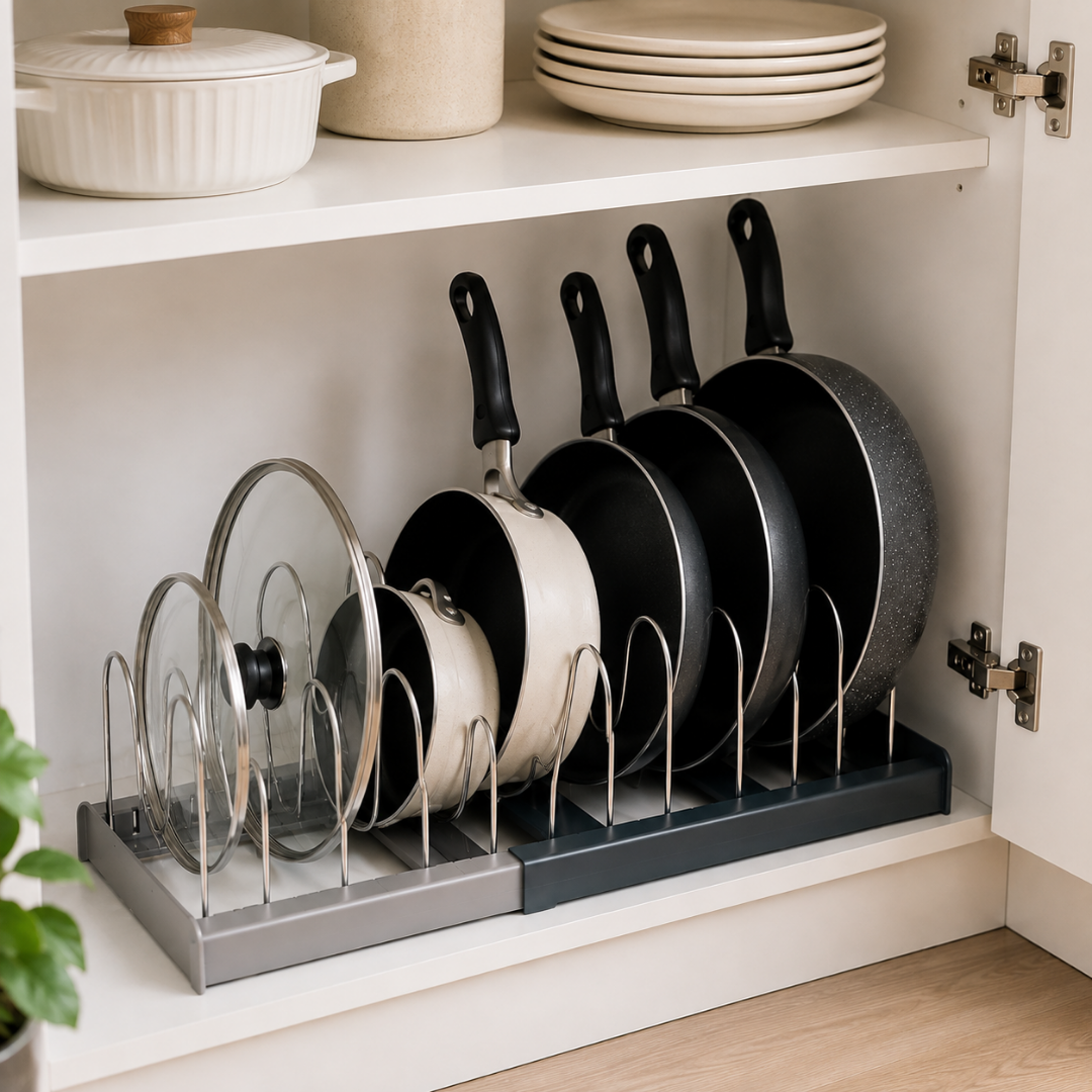 Misfit Home Expandable Kitchen Cookware Organizer Rack
