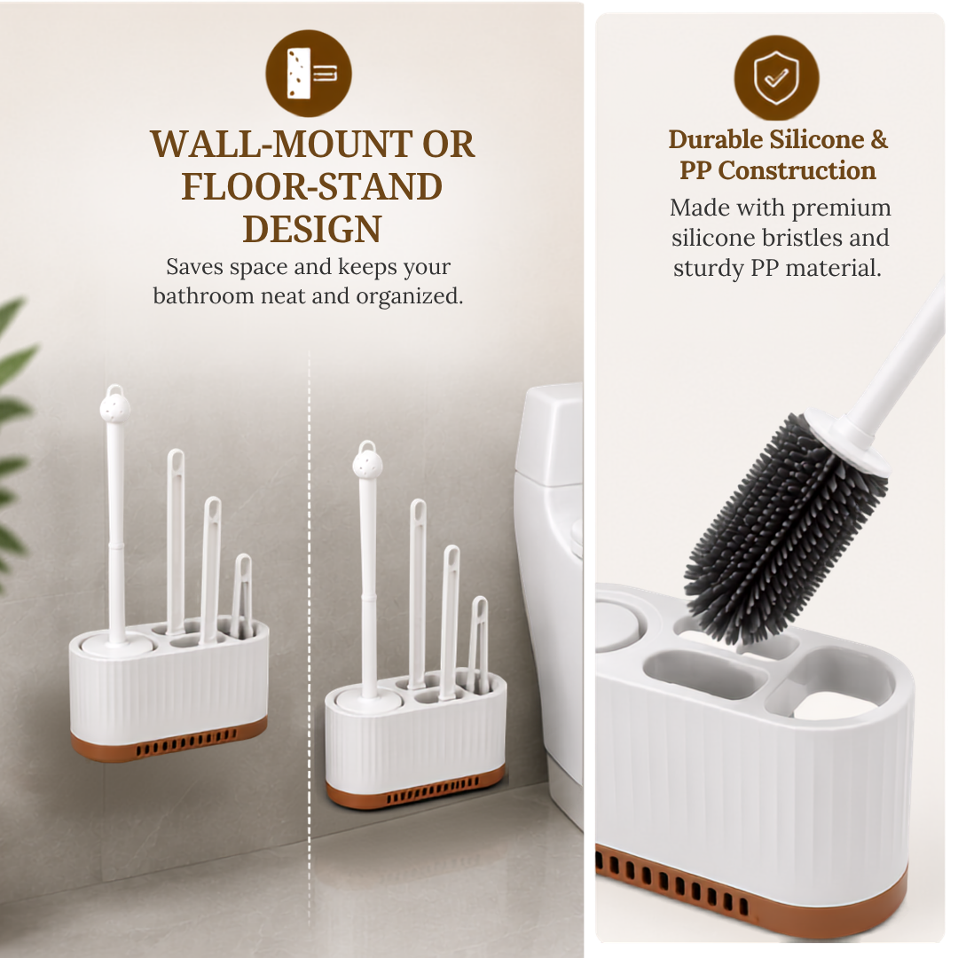 Silicone Toilet Brush and Holder Set