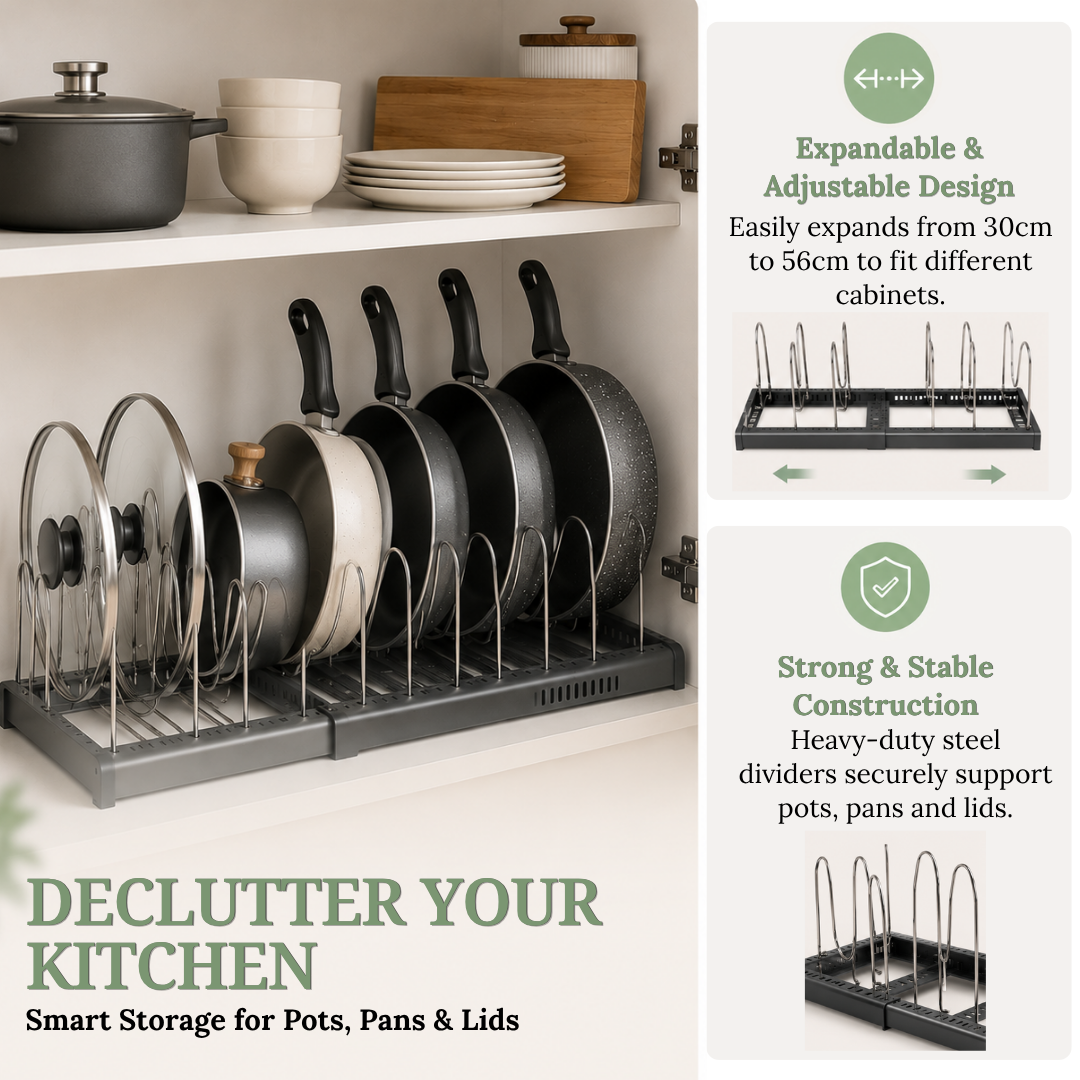 Misfit Home Expandable Kitchen Cookware Organizer Rack