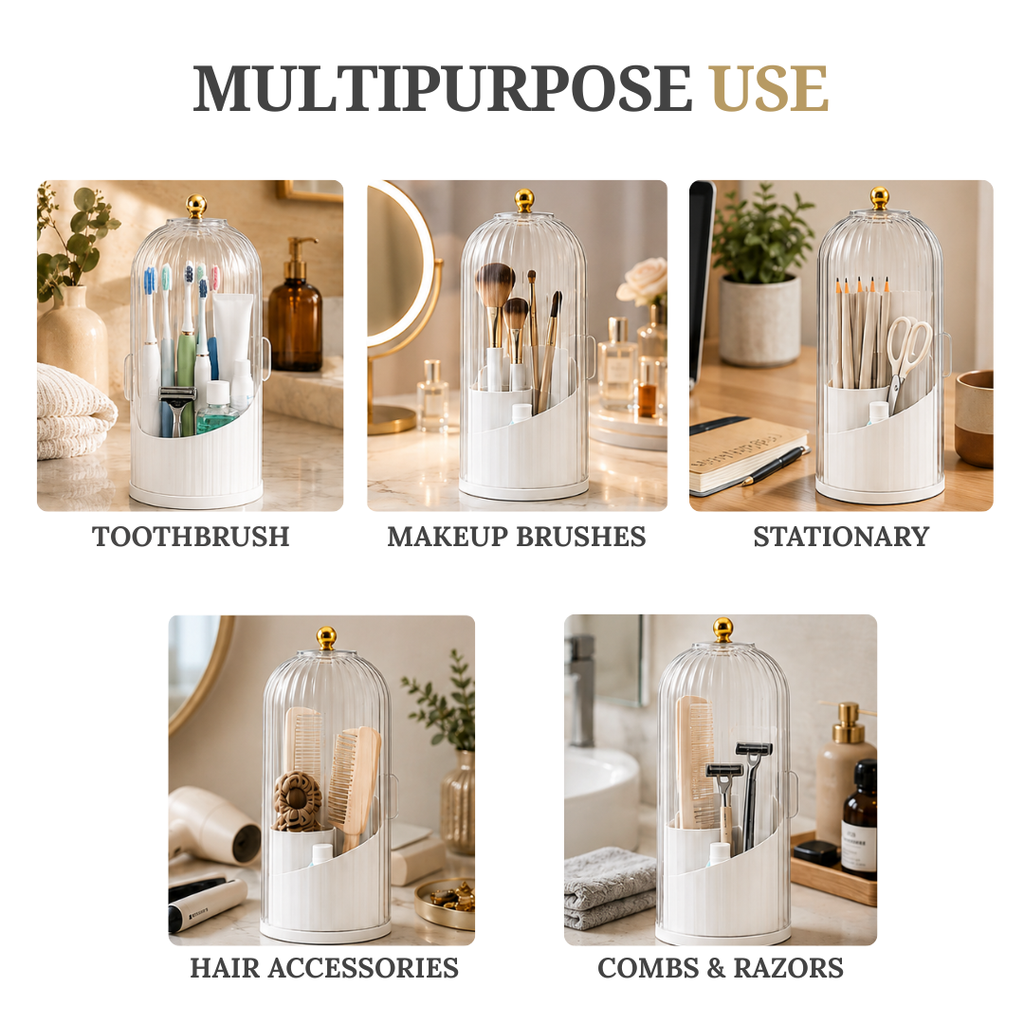 Multi-purpose 360° rotating brush holder stand