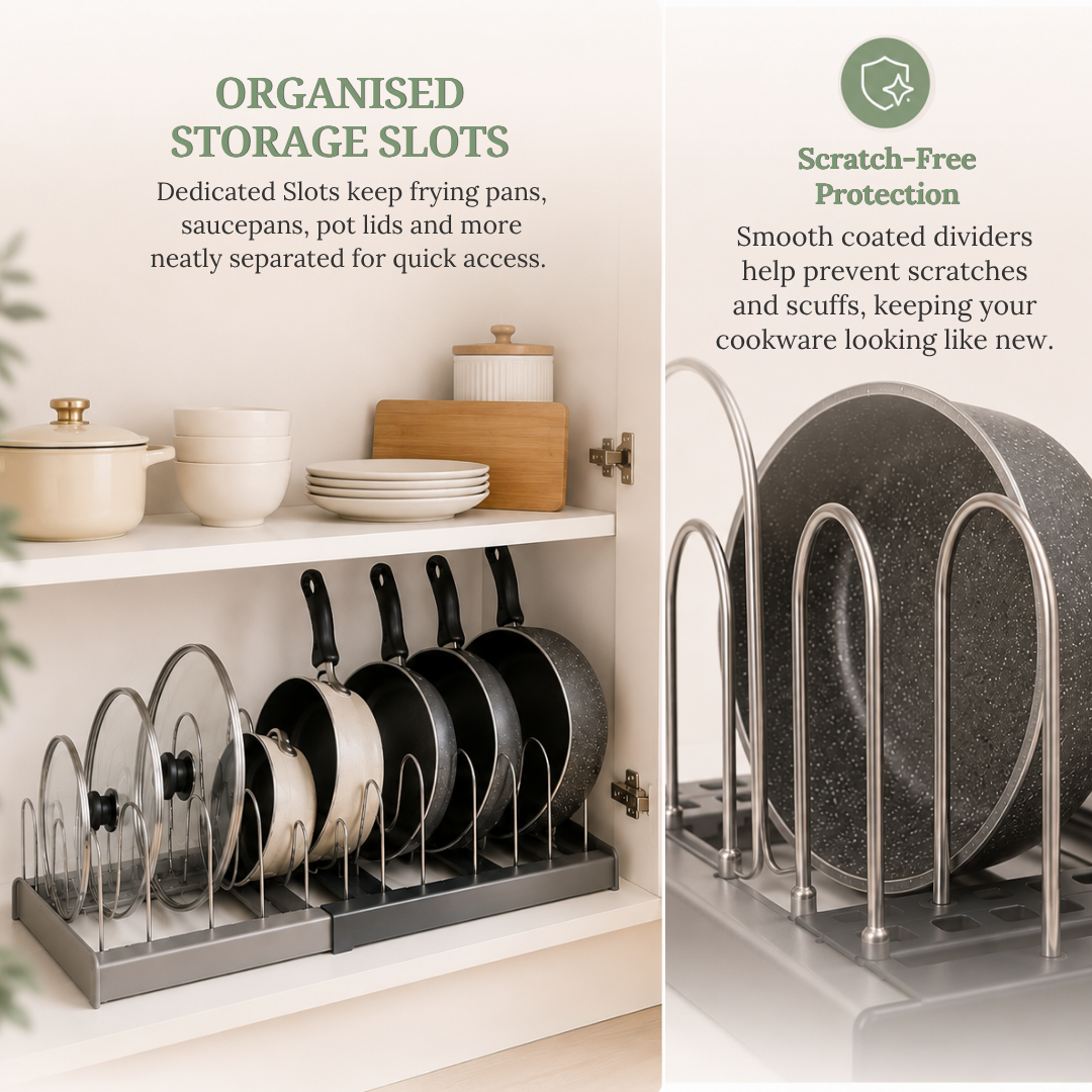 Misfit Home Expandable Kitchen Cookware Organizer Rack