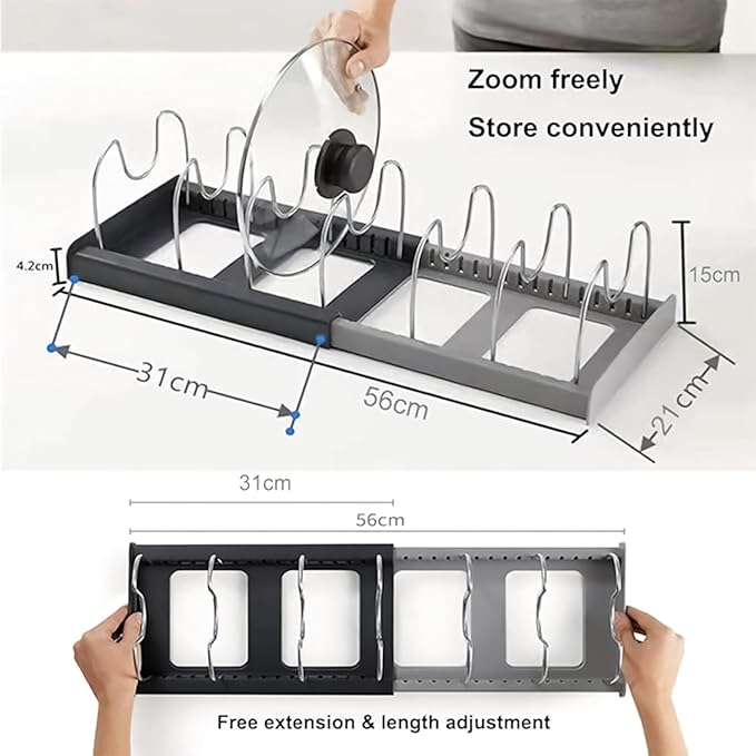 Misfit Home Expandable Kitchen Cookware Organizer Rack