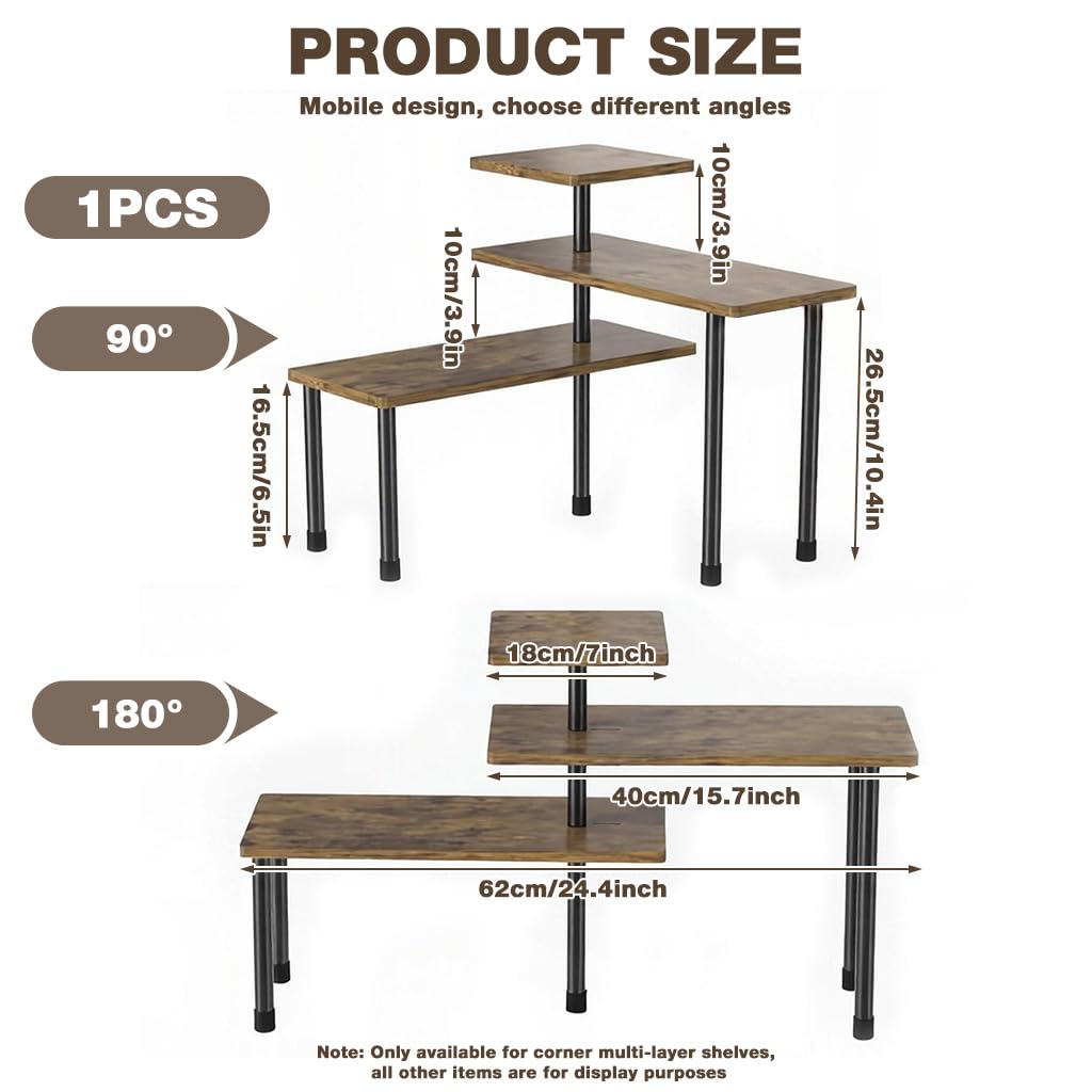 Multi-Purpose 3-Tier Wooden Organizer – Corner Shelf for Kitchen, Bathroom, Makeup & Office