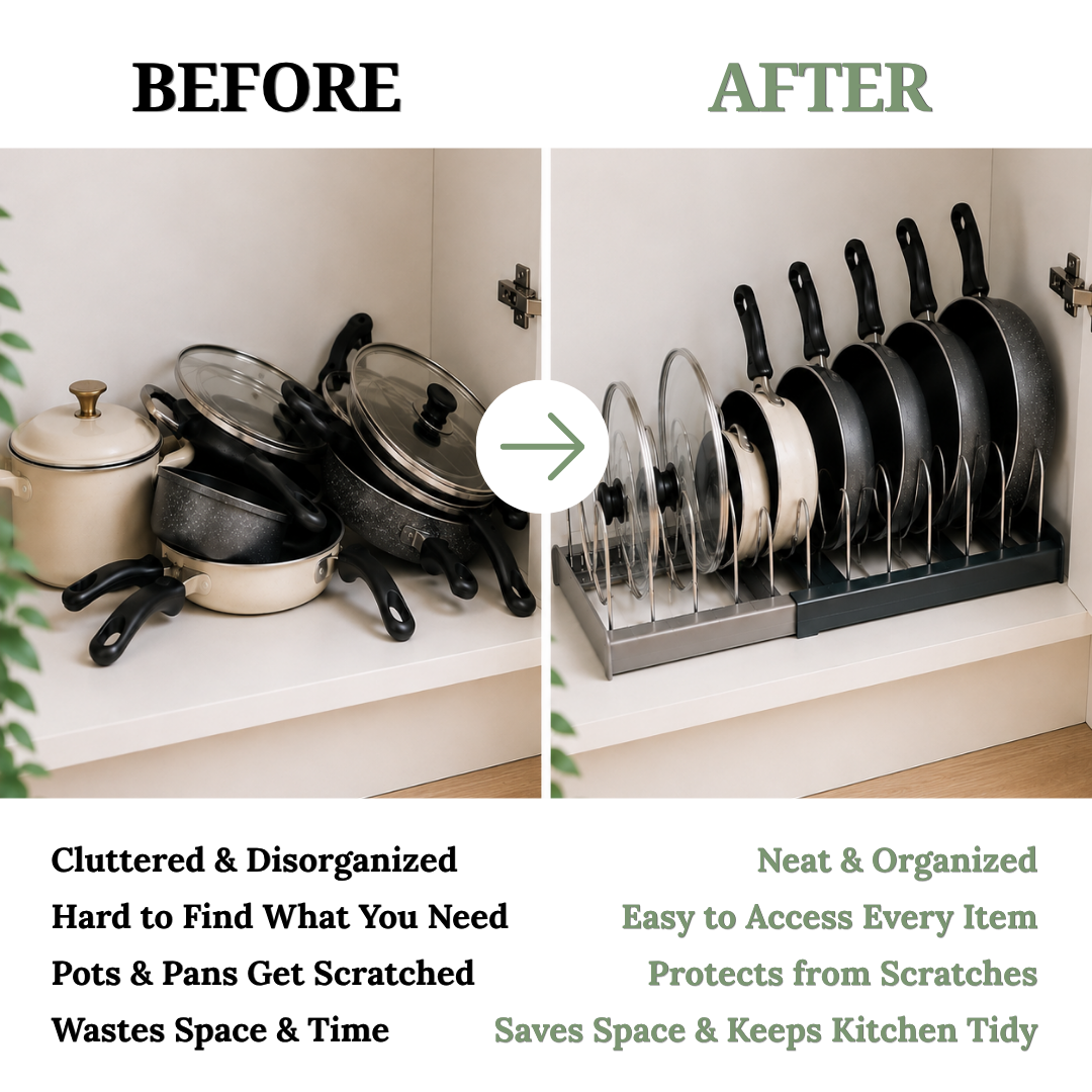 Misfit Home Expandable Kitchen Cookware Organizer Rack