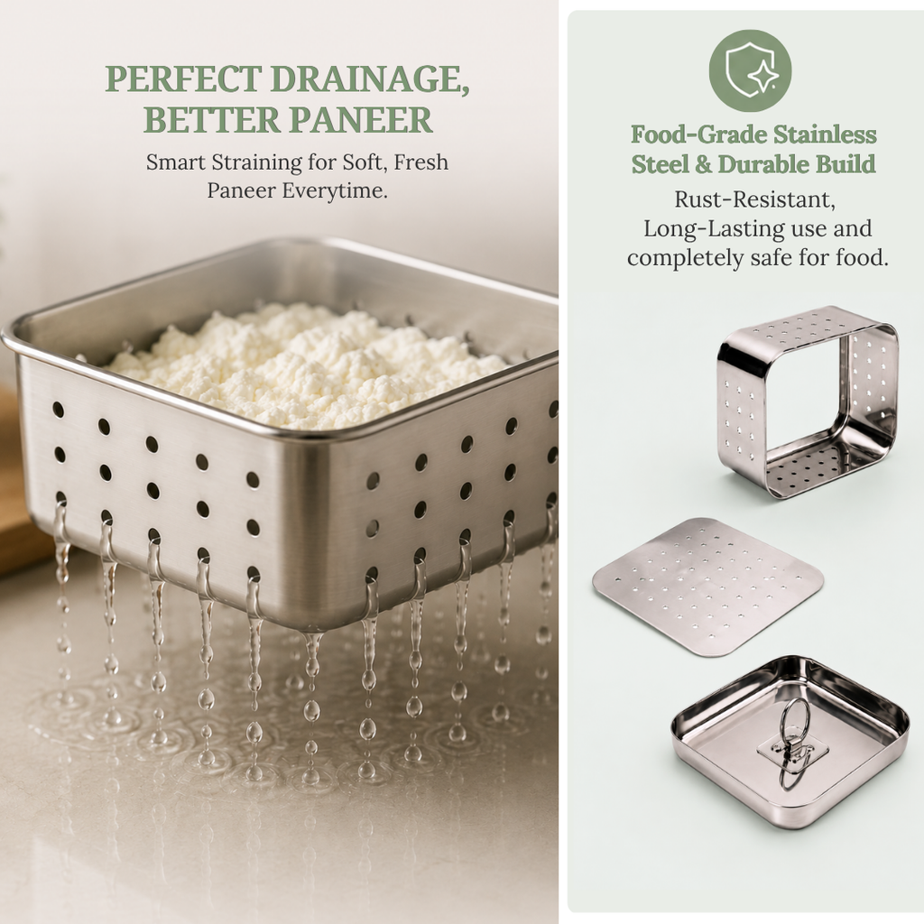 Stainless Steel Paneer Maker Mould with Press Lid | 450ml