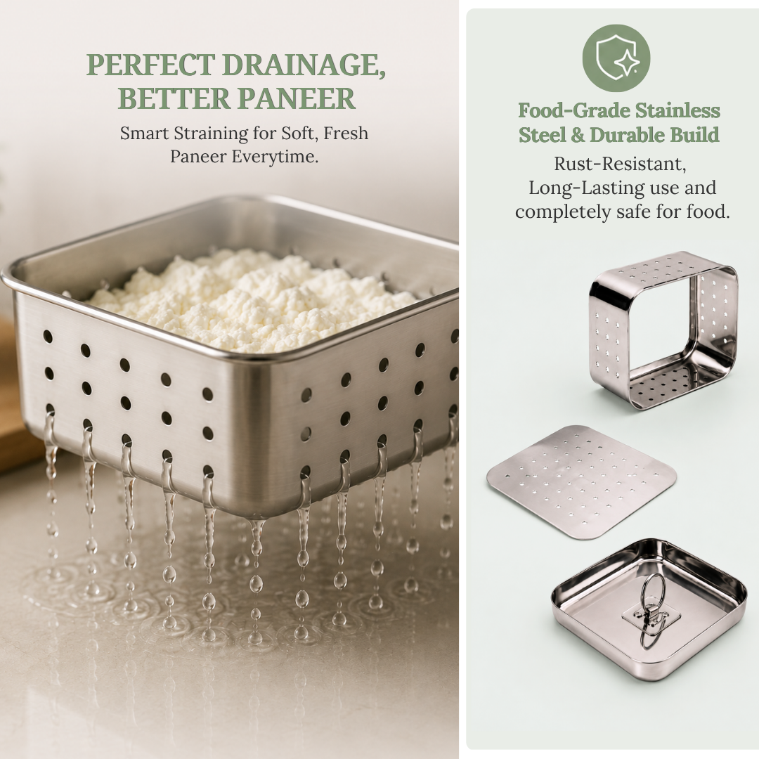 Stainless Steel Paneer Maker Mould with Press Lid | 450ml