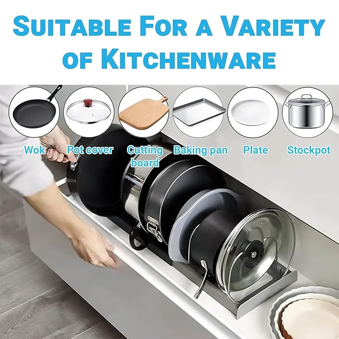 Misfit Home Expandable Kitchen Cookware Organizer Rack
