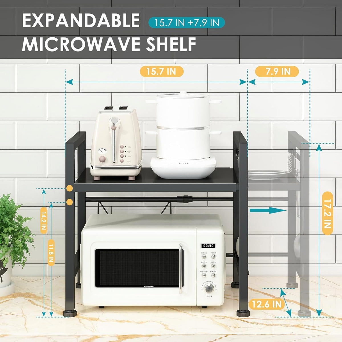 Kitchen expandable metal microwave oven stand