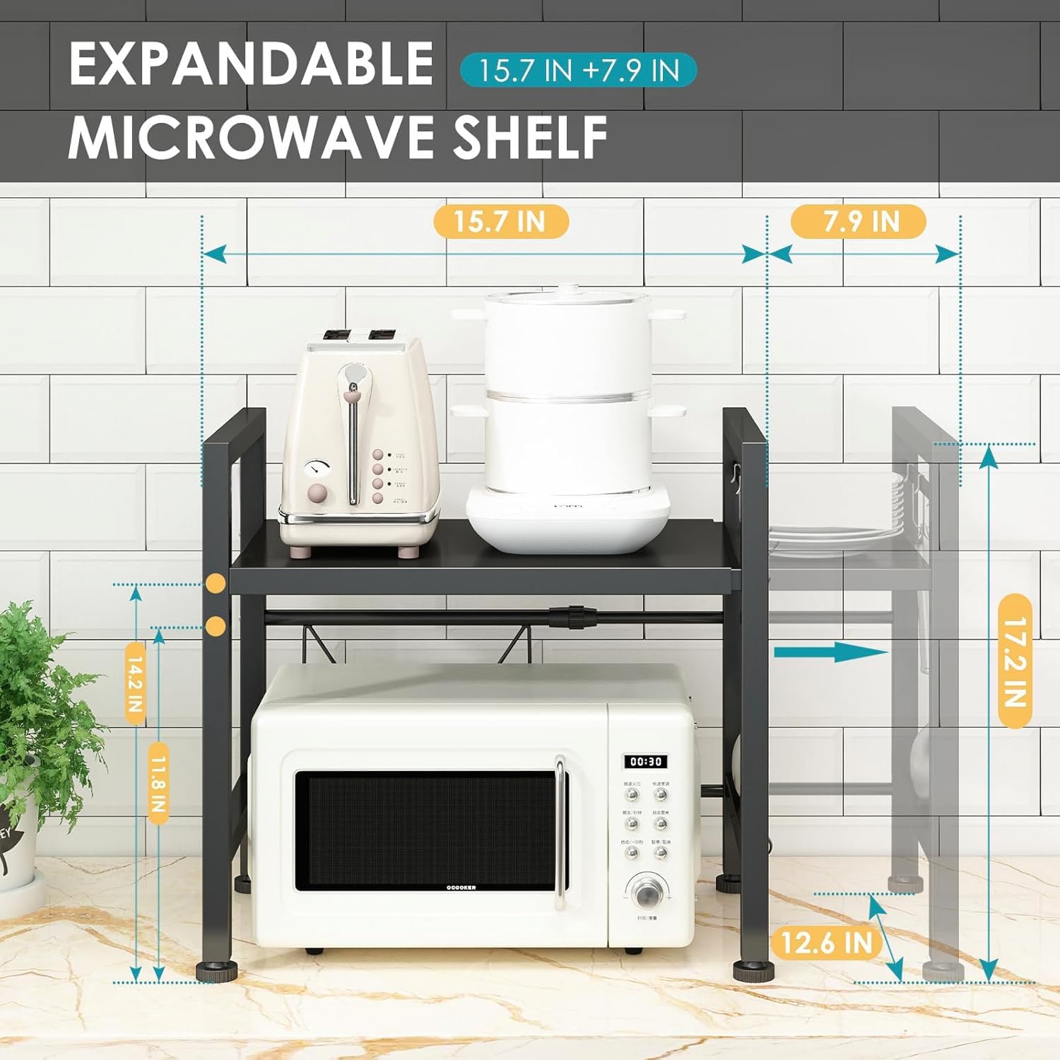 Kitchen Expandable Metal Microwave Oven Stand