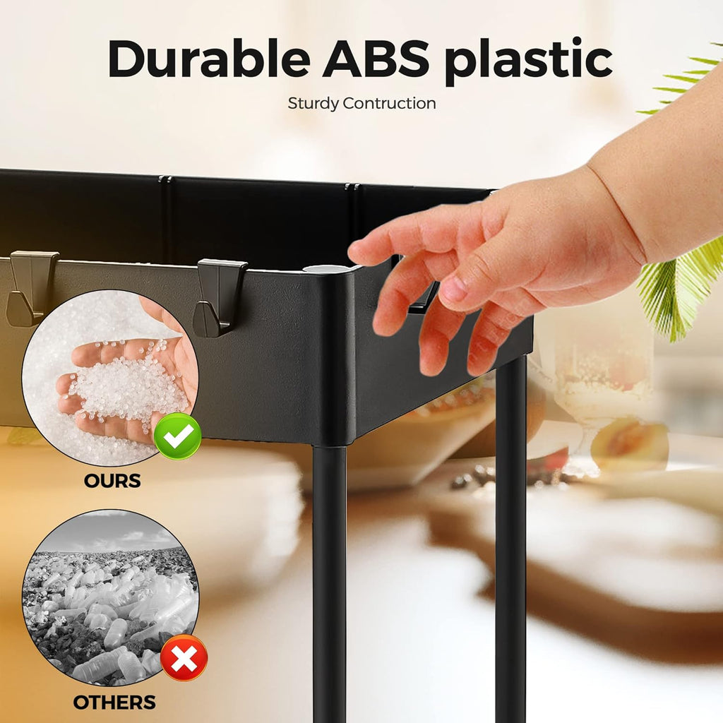 Multi-Purpose 2 Tier Under Sink Organizer with Hooks and Sliding Drawer