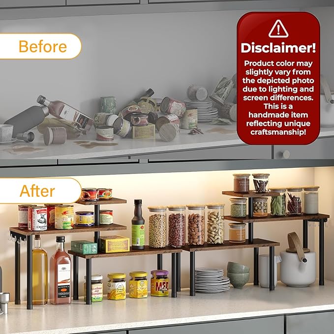 Multi-Purpose 3-Tier Wooden Organizer – Corner Shelf for Kitchen, Bathroom, Makeup & Office