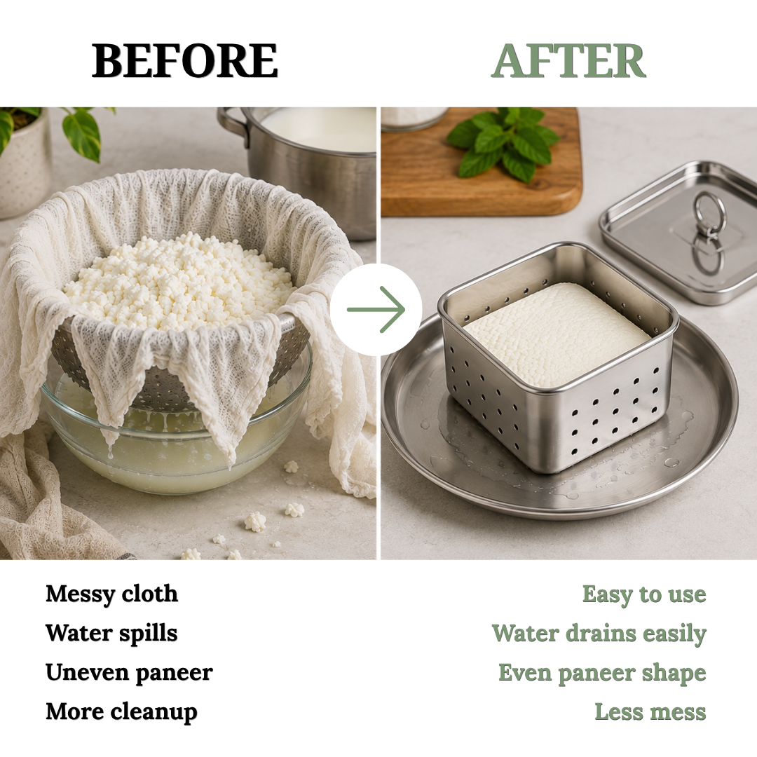 Stainless Steel Paneer Maker Mould with Press Lid | 450ml