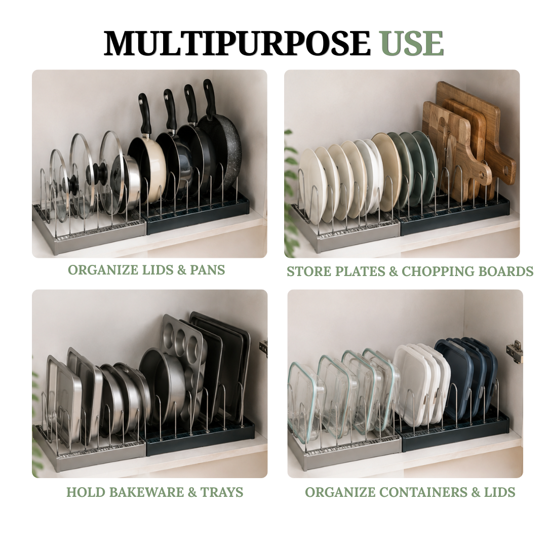 Misfit Home Expandable Kitchen Cookware Organizer Rack