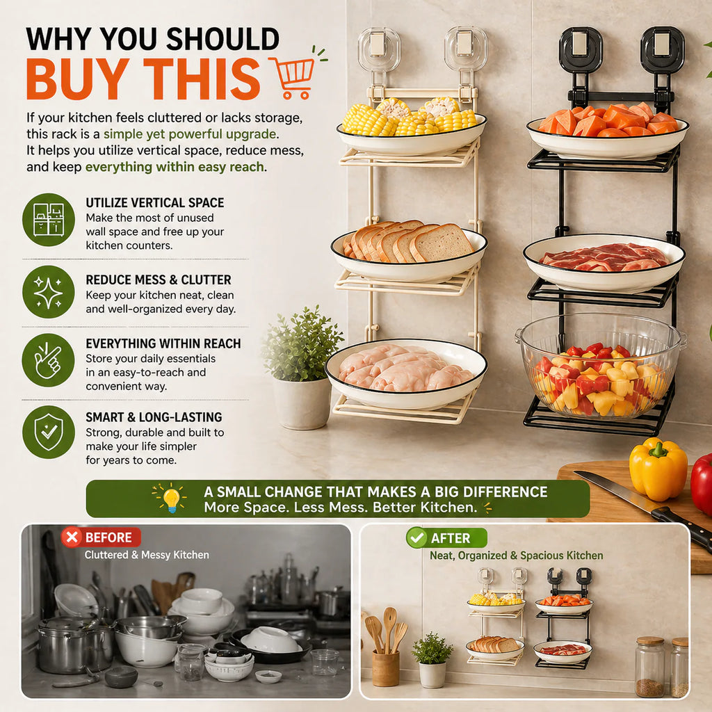 Wall-Mounted Multifunctional Kitchen Organiser Rack