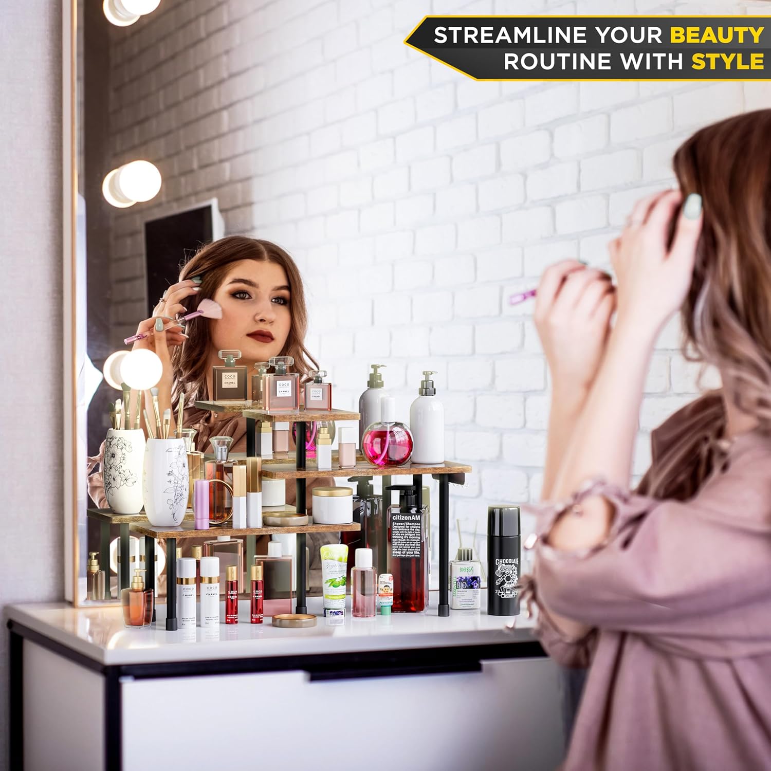 Multi-Purpose 3-Tier Wooden Organizer – Corner Shelf for Kitchen, Bathroom, Makeup & Office