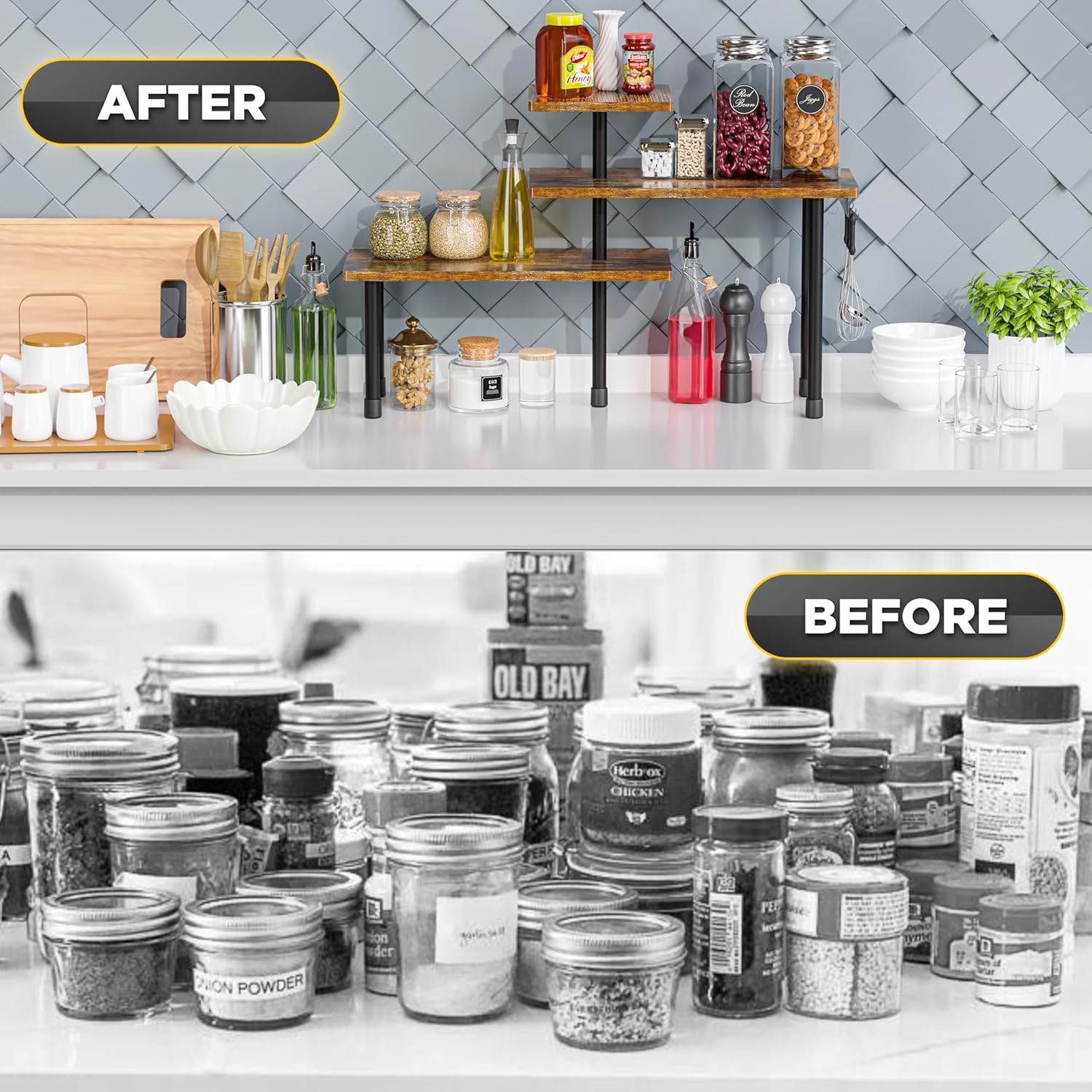 Multi-Purpose 3-Tier Wooden Organizer – Corner Shelf for Kitchen, Bathroom, Makeup & Office