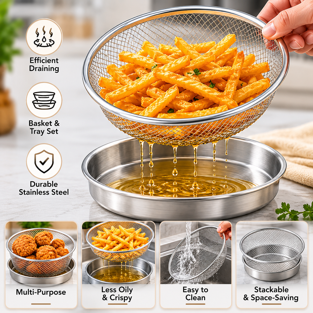 Stainless Steel Fry & Drain Rack for Snacks