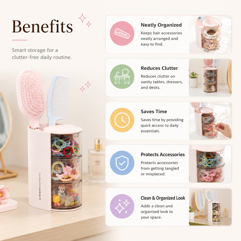 Hair Accessories Organizer with Brush Holder