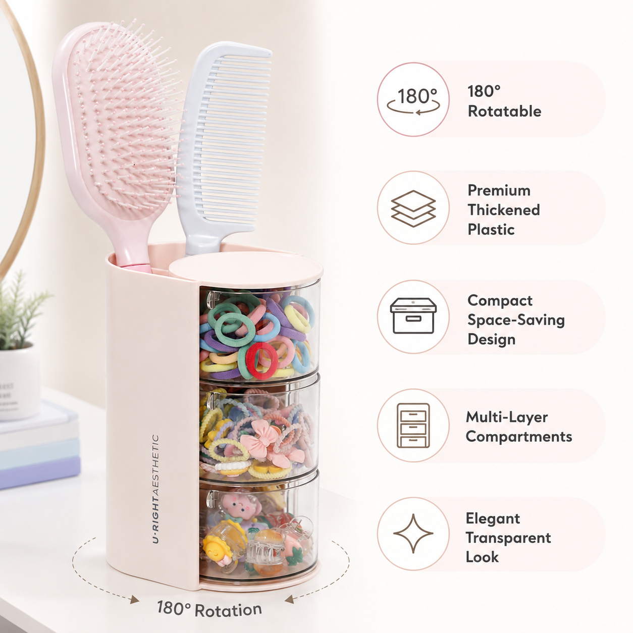Hair Accessories Organizer with Brush Holder