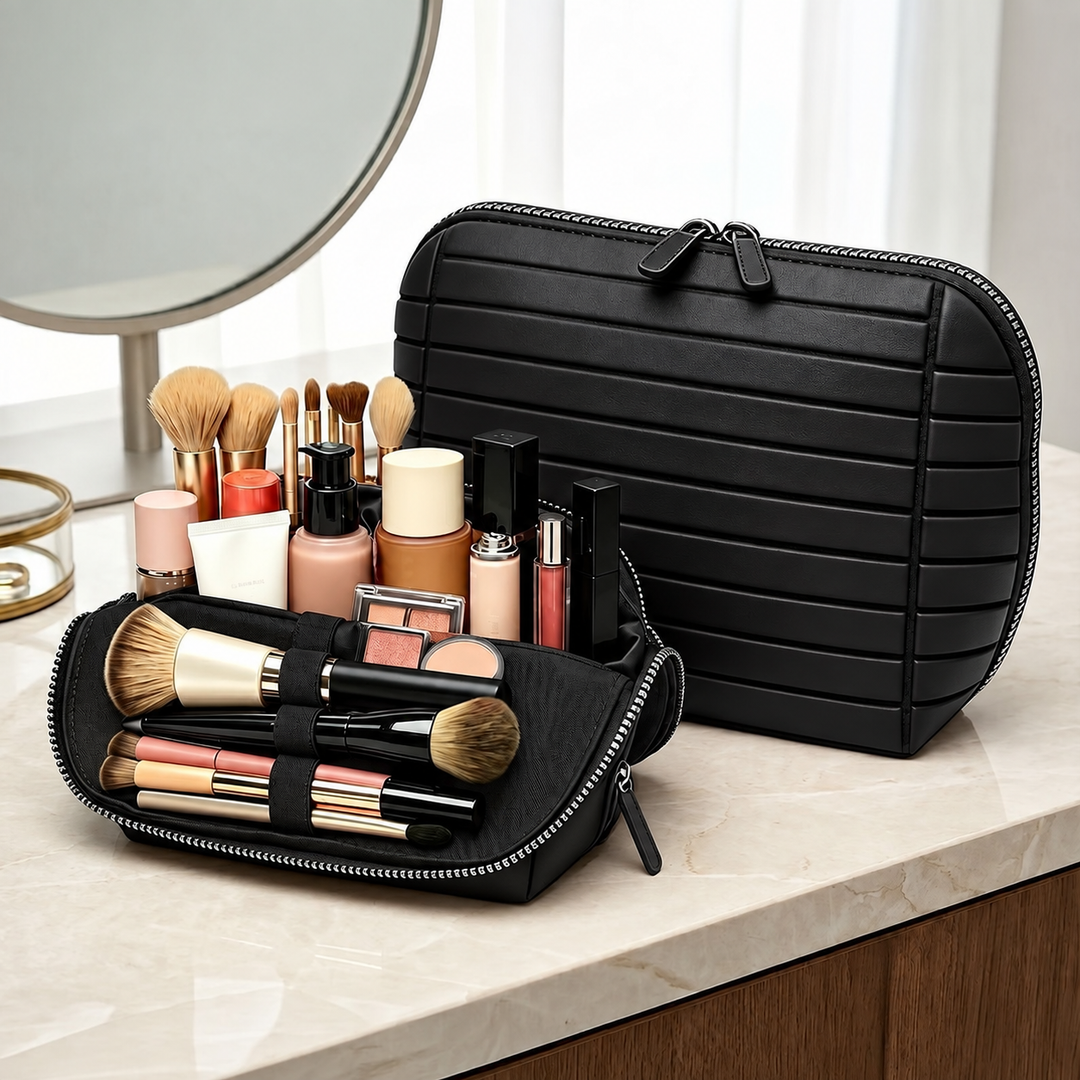 Multi-Compartment Cosmetic Travel Case