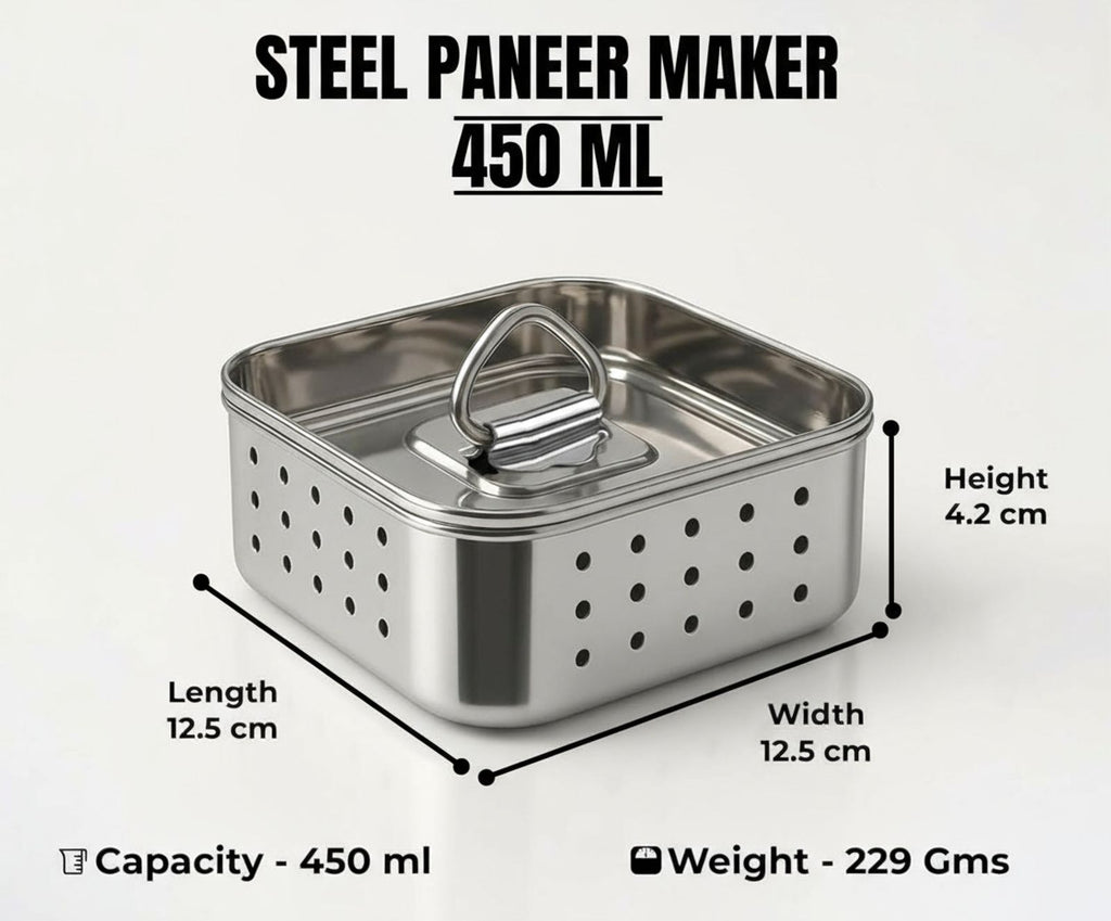 Stainless Steel Paneer Maker Mould with Press Lid | 450ml