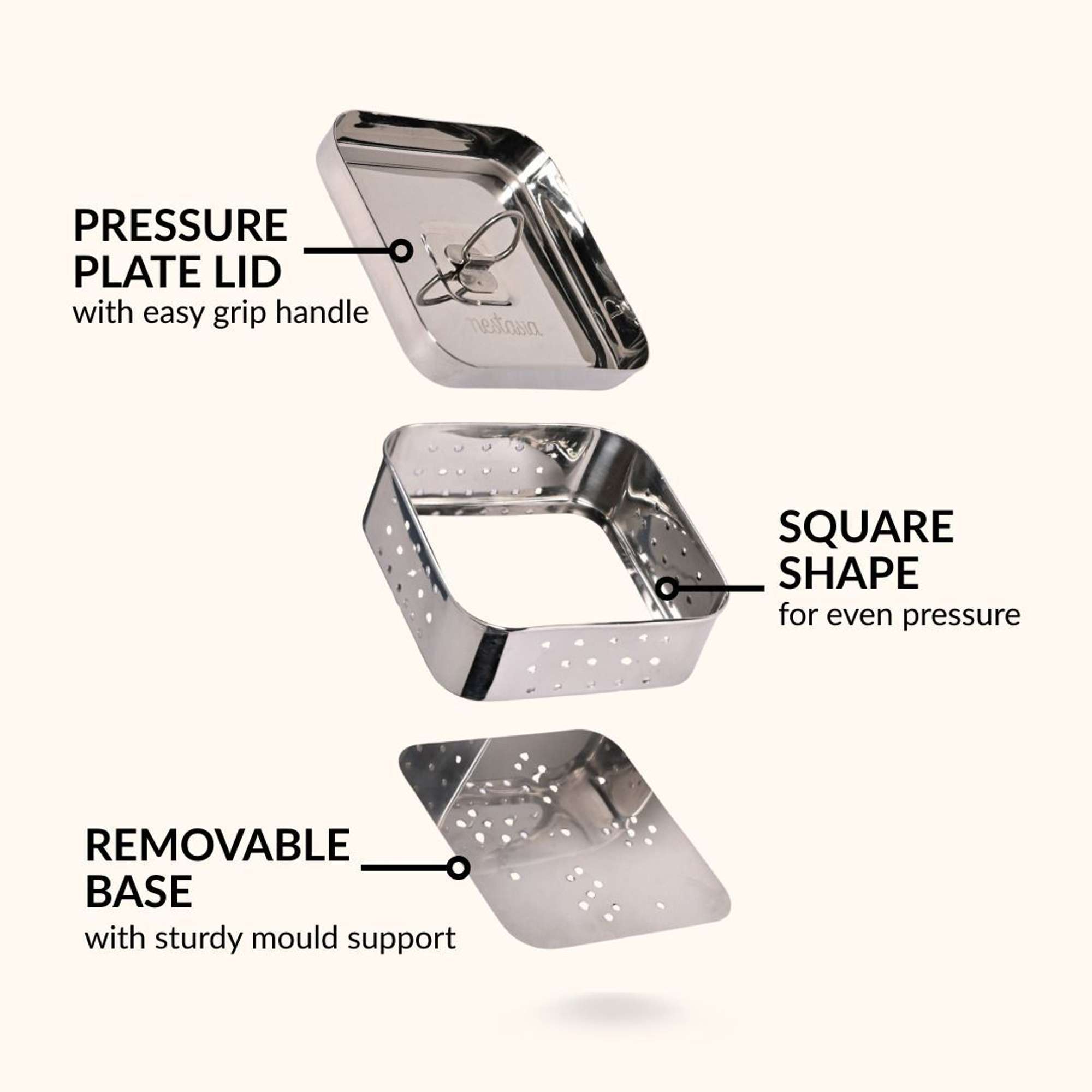 Stainless Steel Paneer Maker Mould with Press Lid | 450ml