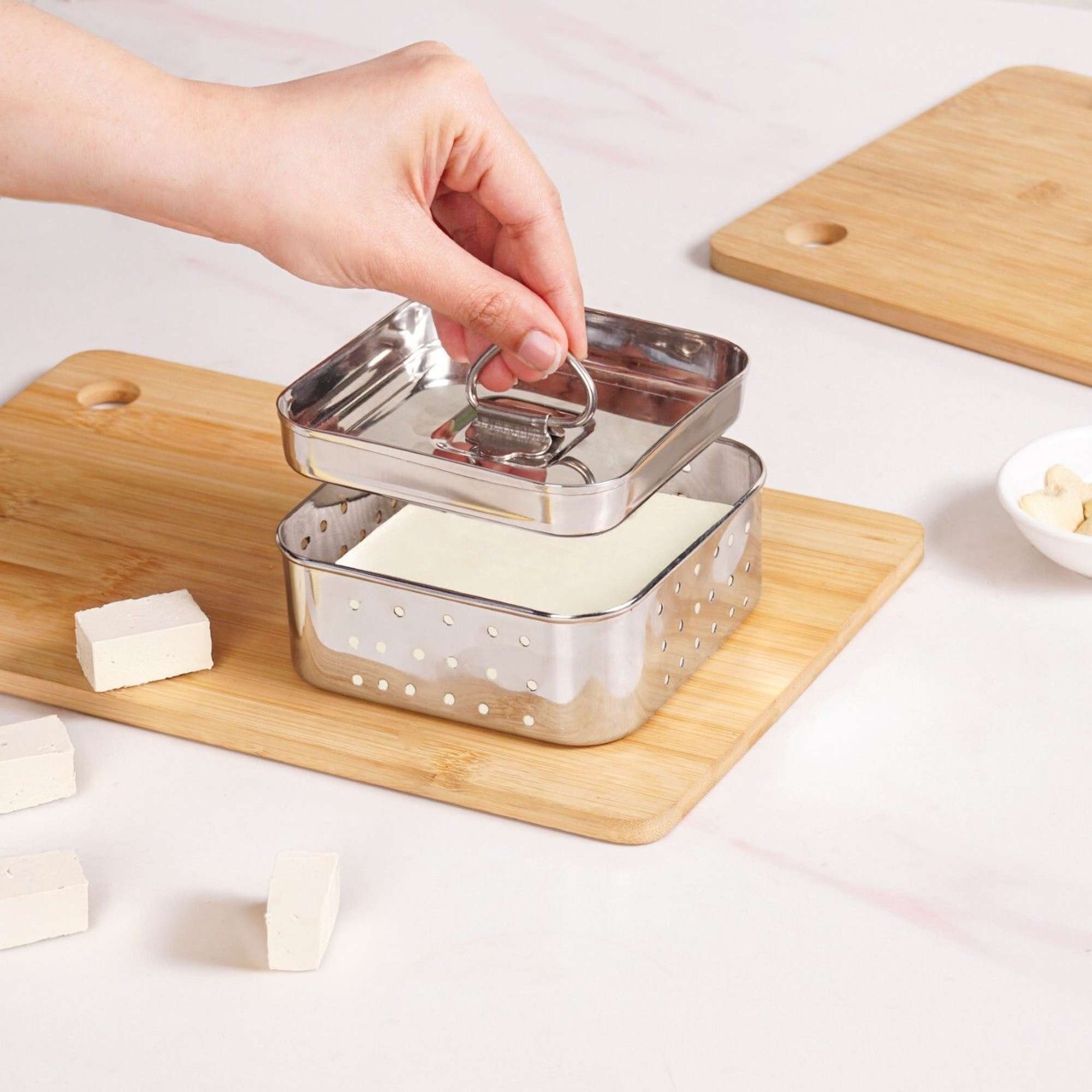 Stainless Steel Paneer Maker Mould with Press Lid | 450ml