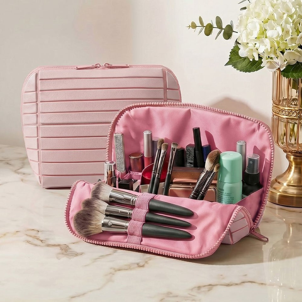 Multi-Compartment Cosmetic Travel Case